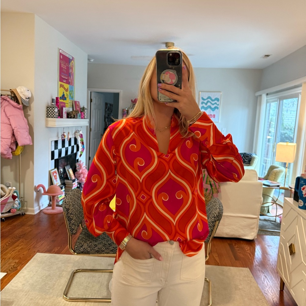 RACHEL ZOE PRINTED BLOUSE SIZE XS - Picture 6 of 7